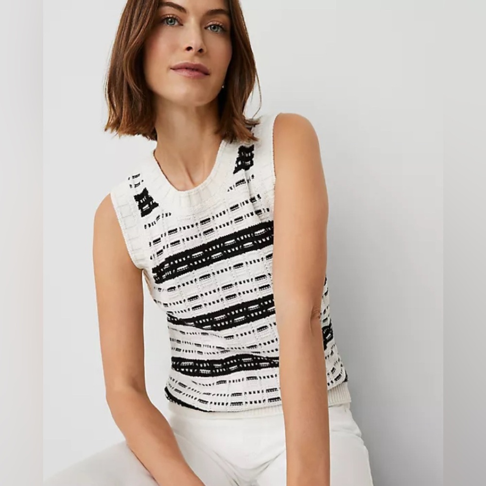 Ann Taylor Summer Stripe Sleeveless Sweater | small | NWT